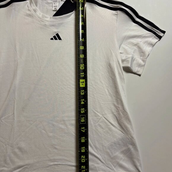 Adidas Womens Small Essentials 3-Stripes T-Shirt White Athletic Performance Tee - Picture 5 of 7